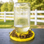 Mason Jar Bee Waterer & Sugar Water Feeder | No-Drown Garden Pollinator Feeder