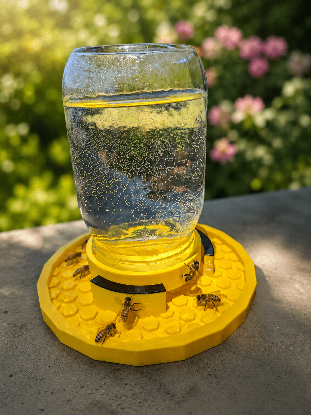 Mason Jar Bee Waterer Station - Yellow